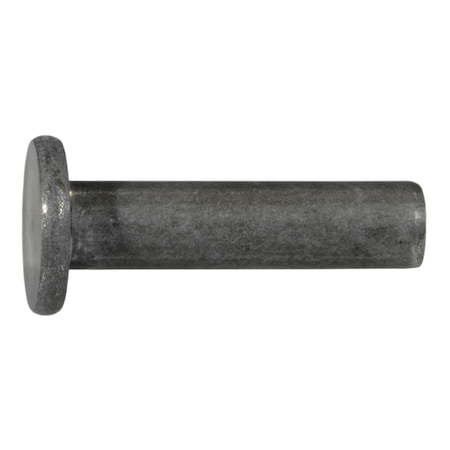 Midwest Fastener Solid Rivet, Flat Head, 1/4 in Dia., 1 in L, Steel Body, 12 PK 930668